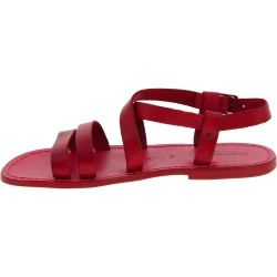 Sandalias romanas de cuero rojo hechos a mano