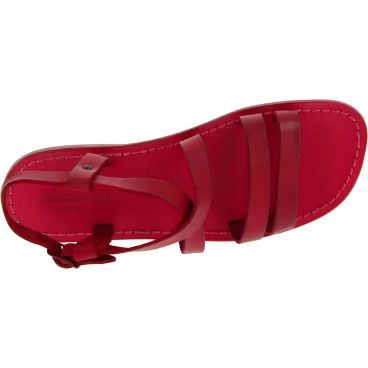 Sandales romaine pour homme en cuir rouge fait à la main