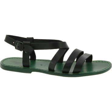 Men's green leather sandals Handmade in Italy