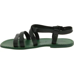 Men's green leather sandals Handmade in Italy