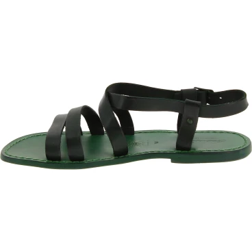 Men's green leather sandals Handmade in Italy