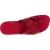 Red leather thongs braid around the big toe and leather sole