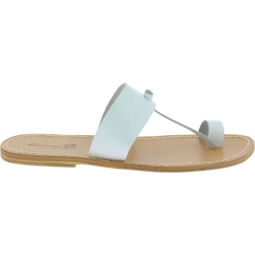 Weiße Flip-Flop-Sandalen aus Leder in Italien von Handgefertigt