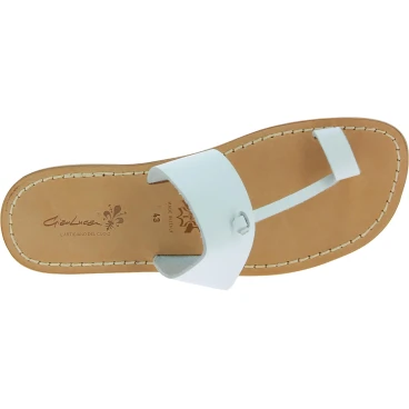 Weiße Flip-Flop-Sandalen aus Leder in Italien von Handgefertigt