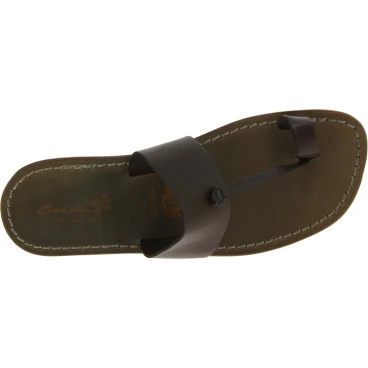 Ciabatte infradito da uomo in pelle color fango fatti a mano