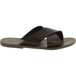 Men's leather slippers handmade in Italy in mud color leather