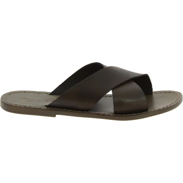 Lederslipper für Herren aus schlammfarbenem Leder in Italien von Handgefertigt