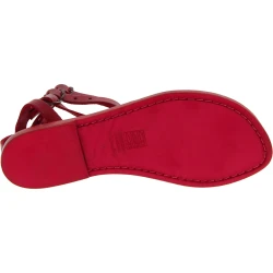 Damen Riemchen-Sandalen aus rote Leder in Italien Handgemachte