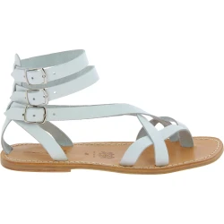 Herren-Sandalen im Gladiator-Stil aus weisse Leder in Italien Handgemacht