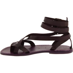 Men's violet leather roman gladiator sandals Handmade in Italy