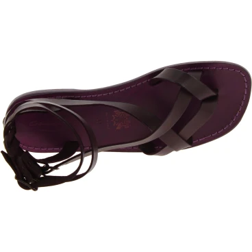 Men's violet leather roman gladiator sandals Handmade in Italy