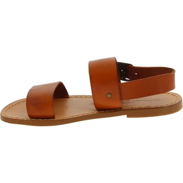 Lederfarbig Franziskaner-Ledersandalen für Damen in Italien von Handgefertigt