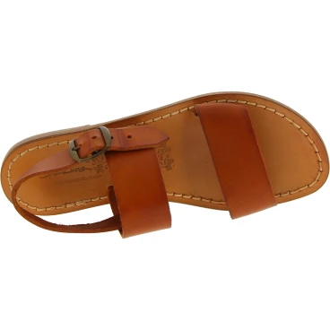 Lederfarbig Franziskaner-Ledersandalen für Damen in Italien von Handgefertigt