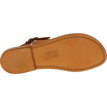Lederfarbig Franziskaner-Ledersandalen für Damen in Italien von Handgefertigt