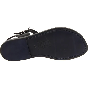 Black flat sandals for women real leather Handmade in Italy