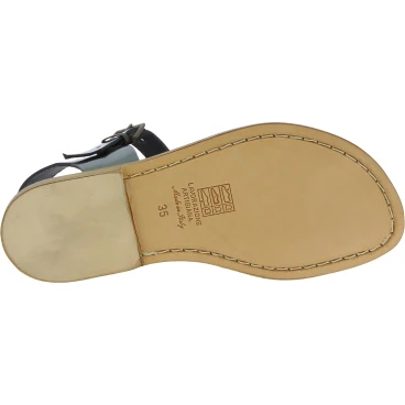 Titanfarbene Damen-Sandalen aus echtem Leder in Italien von Handgefertigt
