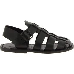 Mönchsandalen für Herren aus schwarz Leder in Italien von Handgefertigt