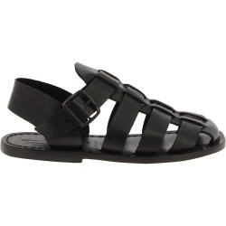 Sandalias frailes para hombre en cuero negro hechas en Italia
