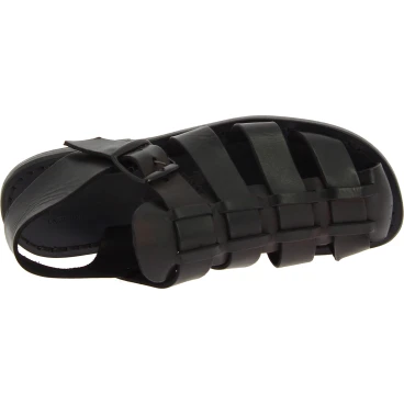 Sandalias frailes para hombre en cuero negro hechas en Italia
