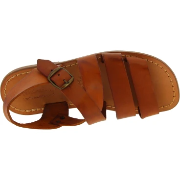 Sandali da uomo in pelle color cuoio fatti a mano in Italia