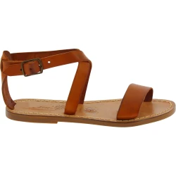 Damen-Sandalen aus braunem Leder in Italien von Handgefertigt
