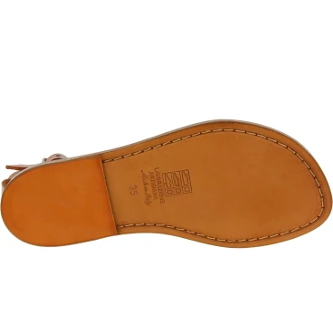 Women's sandals in tan leather handmade in Italy