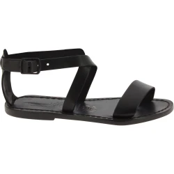 Sandales pour femme en cuir noir travaillé à la main en Italie