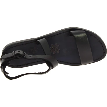 Women's sandals in black leather handmade in Italy