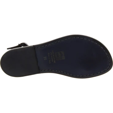 Women's sandals in black leather handmade in Italy