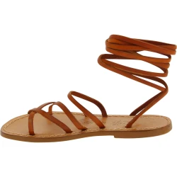 Sandales spartiates en cuir marron artisanales fait en Italie