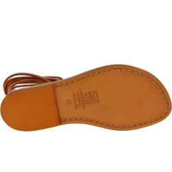 Sandali alla schiava in pelle color cuoio fatti a mano in Italia