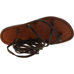 Women's dark brown strappy leather sandals handmade in Italy