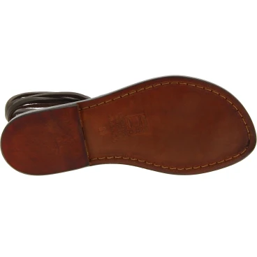 Sandales spartiates en cuir marron foncé artisanales fait en Italie