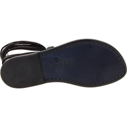 Sandalias tiras de piel negro mujeres hechas a mano en Italia