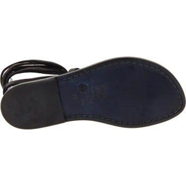 Women's black strappy leather sandals handmade in Italy