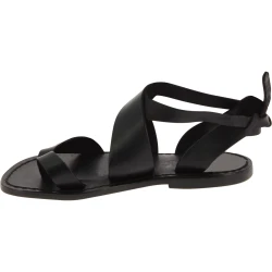 Sandales en cuir noir pour femme travaillé à la main en Italie