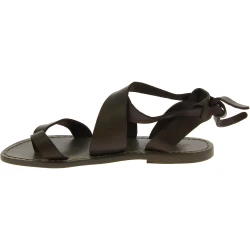 Sandali donna in pelle color fango fatti a mano in Italia
