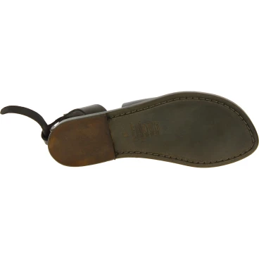 Women's flat mud color leather sandals handmade in Italy