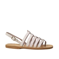 Flache weiße Sandalen für Damen aus echtem Leder Hand gefertigt in Italien