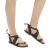 Women's flat mud color leather sandals handmade in Italy