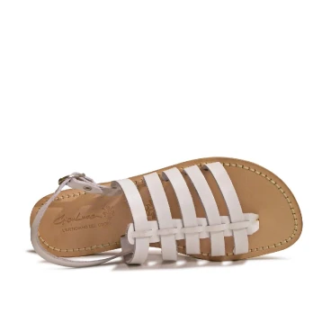 Flat white sandals for women in real leather Handmade in Italy