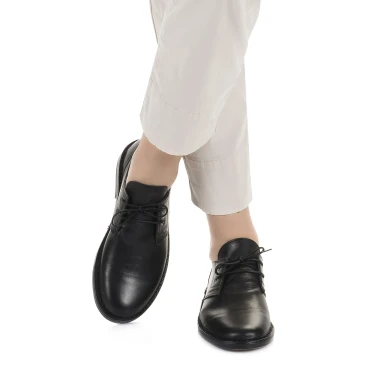 Chaussures basses femme en cuir noir artisanales fabriqué en Italie