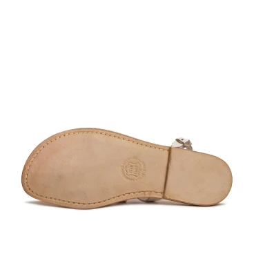 Flache weiße Sandalen für Damen aus echtem Leder Hand gefertigt in Italien