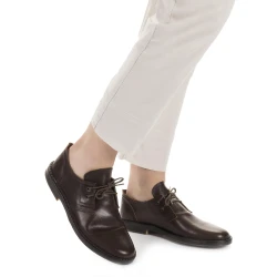 Niedrige Lederschuhe Damen Dunkelbraune Handgefertigt in Italien