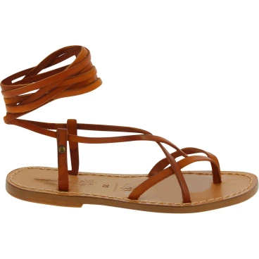Braune riemchensandalen damen aus Leder in Italien von Handgefertigt