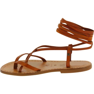 Braune riemchensandalen damen aus Leder in Italien von Handgefertigt