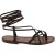 Sandalias en tiras de cuero marron oscuro para mujer hechas a mano en Italia