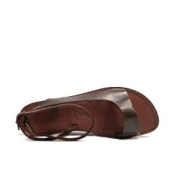 Sandale cuir artisanale pour famme couleur marron