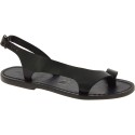 Sandalias de piel negro para mujeres hecho a mano en Italia