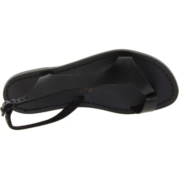 Black leather thong sandals for women Handmade in Italy